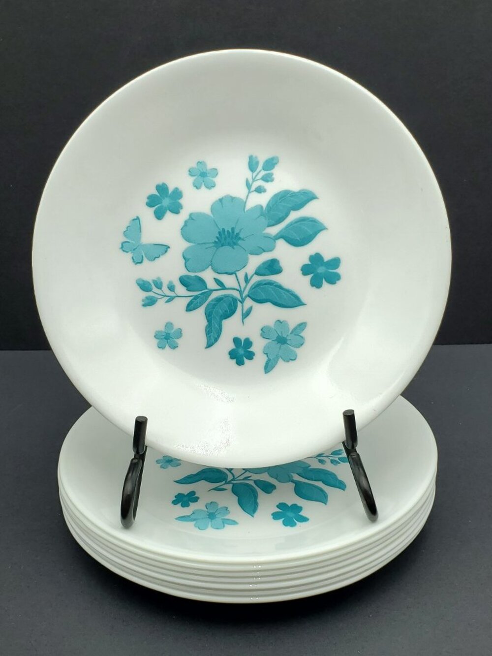 Corelle Pioneer Woman Evie Teal Appetizer Plates Aqua Floral Dessert Bread Plate
